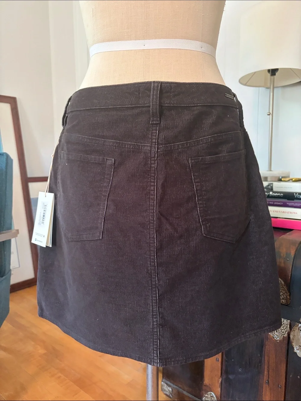 Carve Designs Women's Black Corduroy Mini Skirt with Front Seam